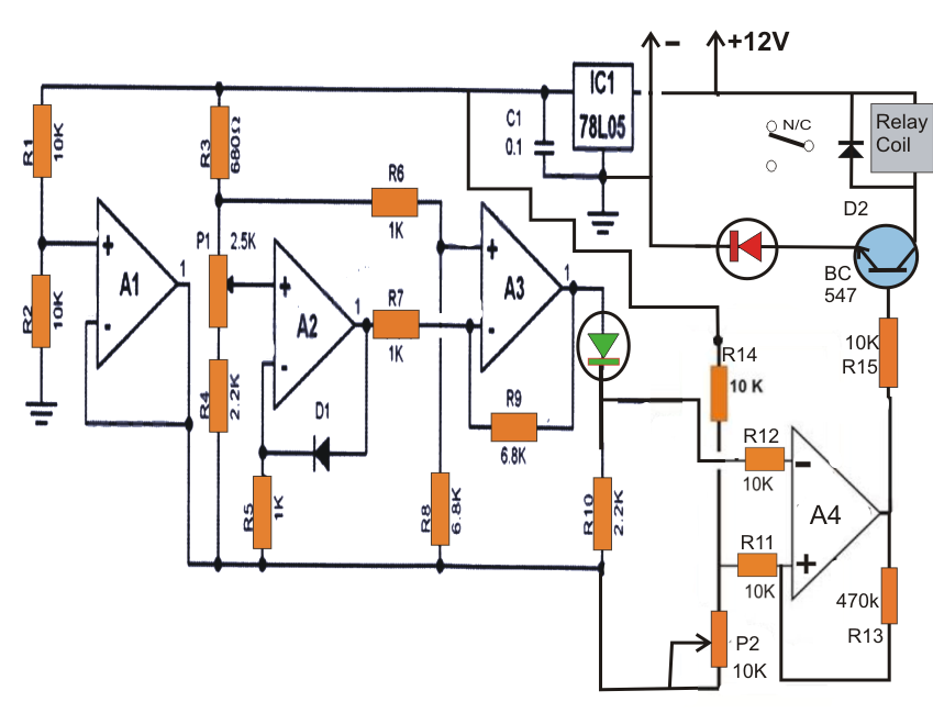 Accurate Fridge Thermostat Circuit Using a Single IC LM324