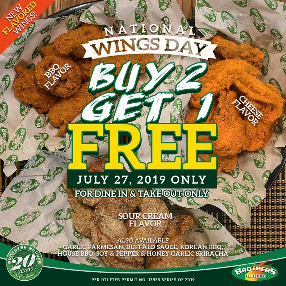 Manila Shopper Brothers Burger National Wings Day Promo July 27 2019