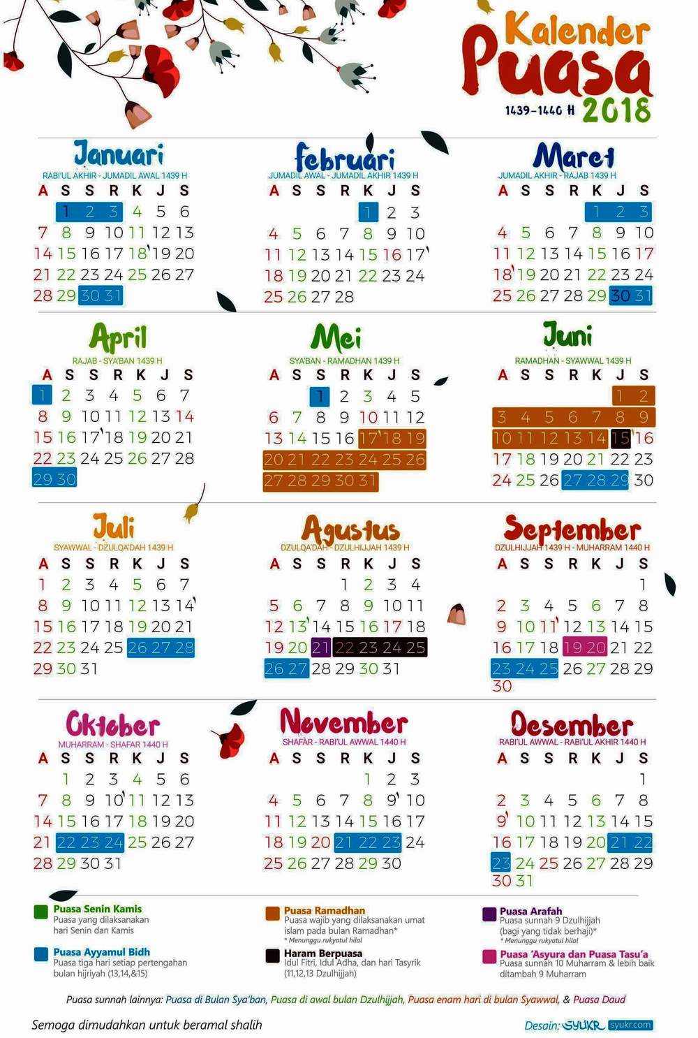 Kalender Puasa 2018 Panduan Puasa Sunnah dan Wajib Tahun 2018