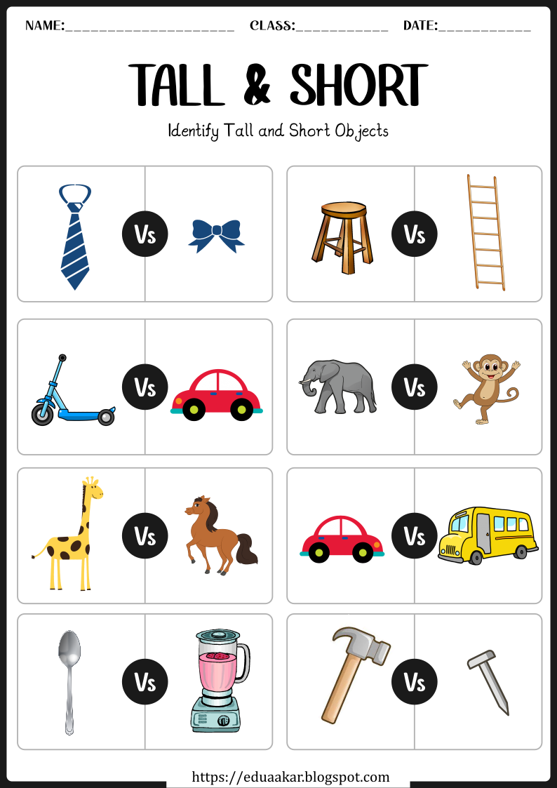Tall And Short Worksheet For Preschool