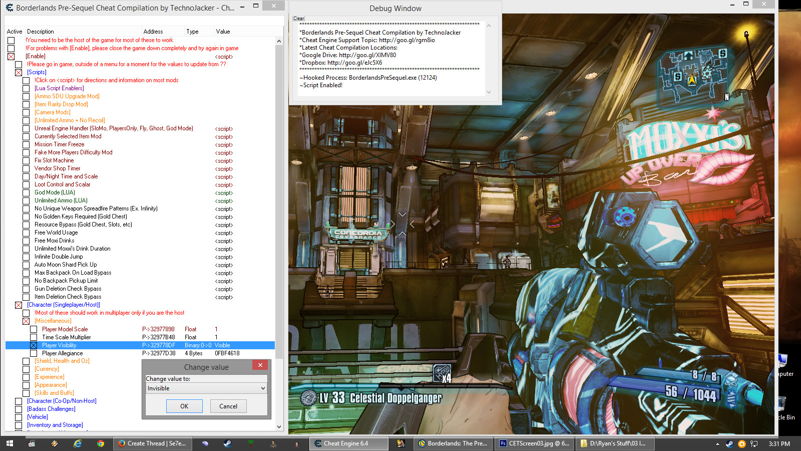 borderlands pre sequel cheat engine review