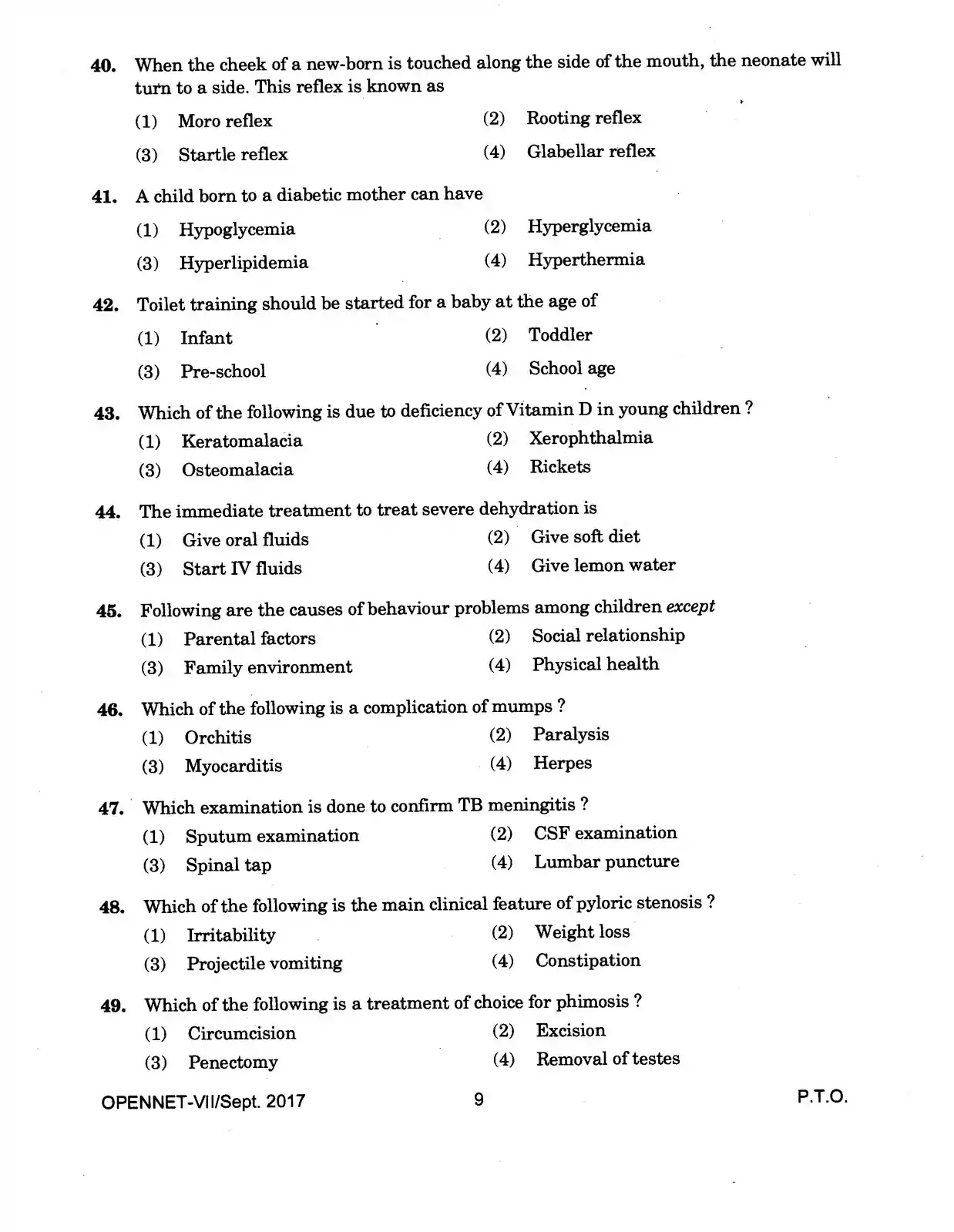 inc phd nursing entrance exam question papers