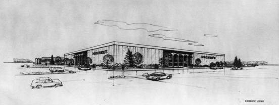 Architectural drawing of Higbee store exterior at Euclid Square Mall ...
