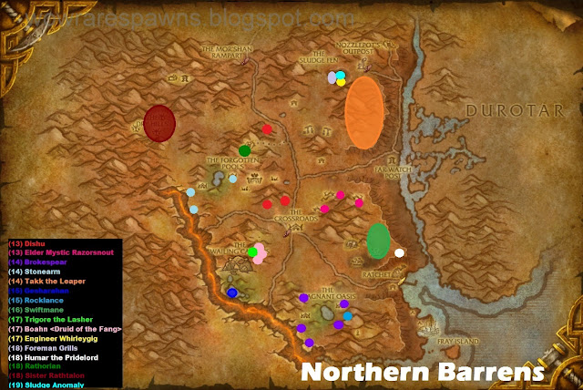 WoW Rare Spawns: Northern Barrens Rare Spawns