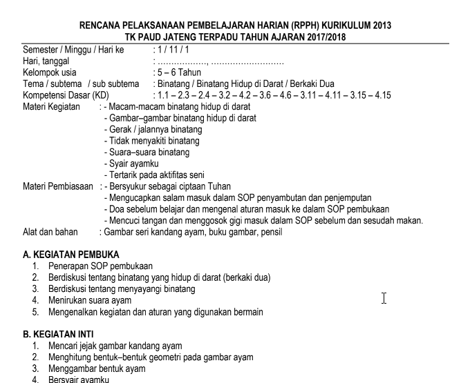 Download RPPH TK B Minggu 917 Semester 1 Kurikulum 2013 Download RPPH TK B Minggu 917 Semester 1 Kurikulum 2013