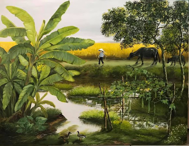 tranh sơn dầu thôn quê