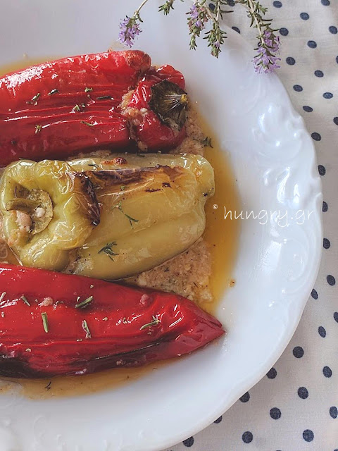 Grilled Peppers Stuffed with Cheese & Feta