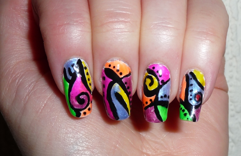 7. "Funky neon nail designs for short nails" - wide 6