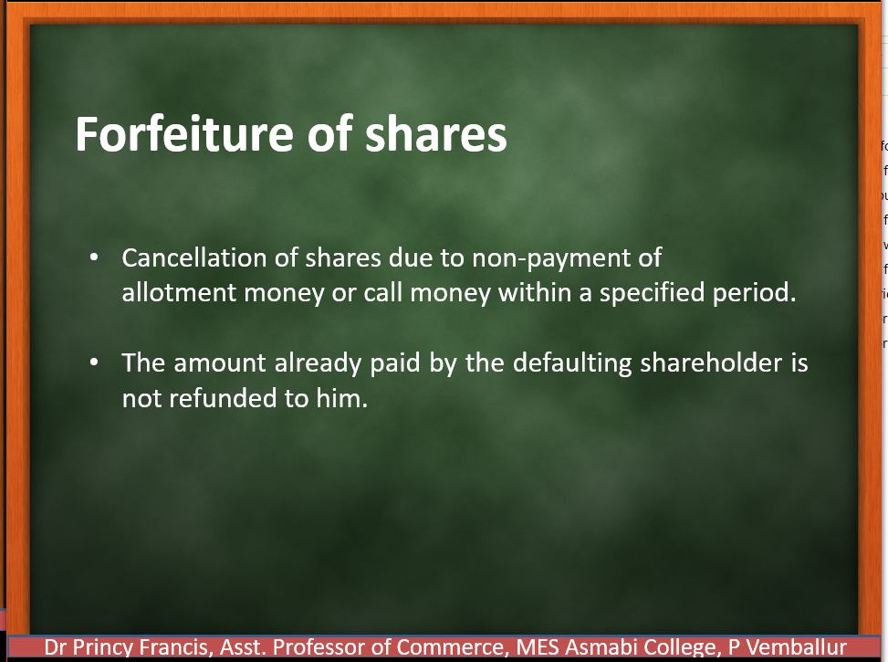 💌 Procedure for forfeiture of shares. What is the journal entry for