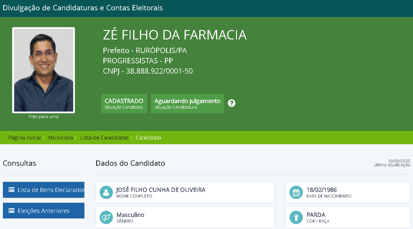 Eleição para prefeito em Rurópolis pode ter só 2 candidatos; MP pede saída do PP