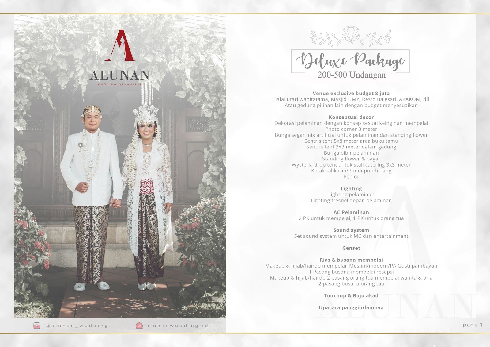 Alunan Wedding Planner "DELUXE" PAKET PERNIKAHAN JOGJA SEMUA