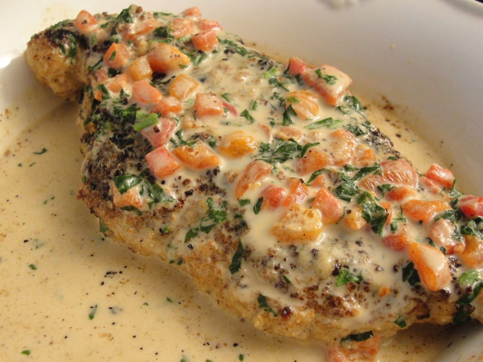 FOOD AND COOK Herb Crusted Chicken in Basil Cream Sauce