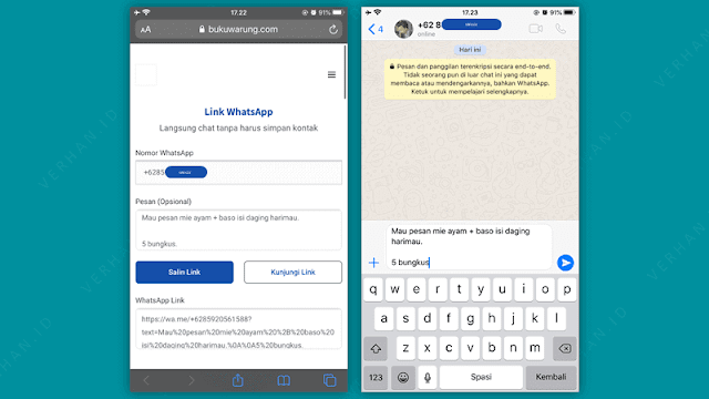 membuat link wa dengan isi pesan