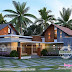 Mixed roof 4 bedroom single floor house front design