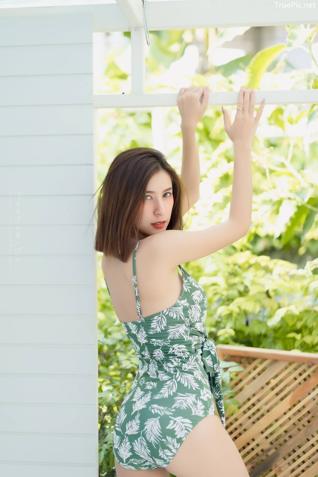 Thailand hot model MIldd Thanyarath Sriudomloert - Green monokini swimsuit - Picture 24