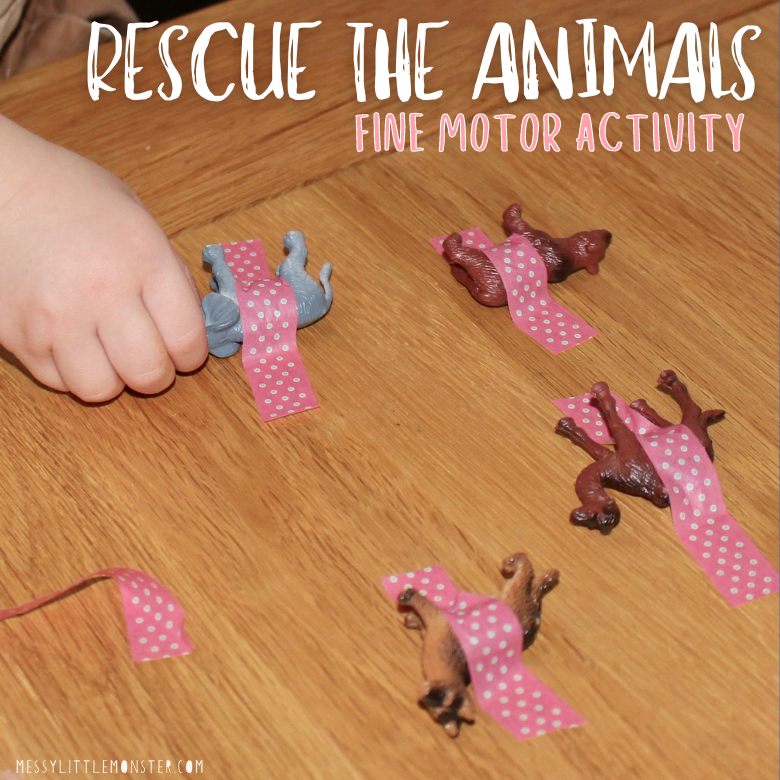 Animal Tape Rescue - Fine Motor Activity - Messy Little Monster