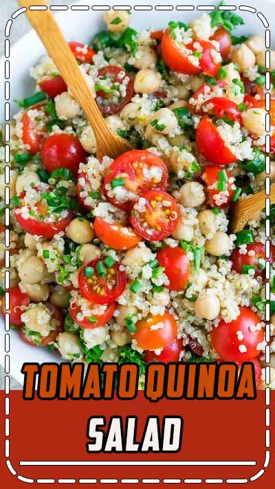 It's time to add another tasty quinoa recipe to our meal prep game! This Tomato Quinoa Salad is fast, flavorful, and easily made in advance for speedy lunches and sides for work, school, or home! #mealprep #makeahead #lunch #salad #healthy #quinoa #chickpeas