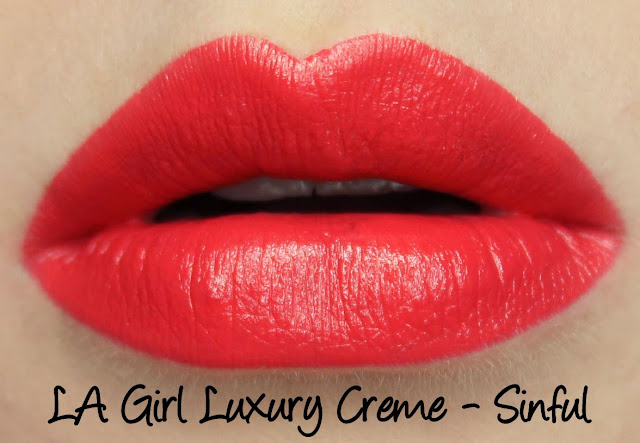 LA Girl Luxury Creme - Sinful lipstick swatches & review