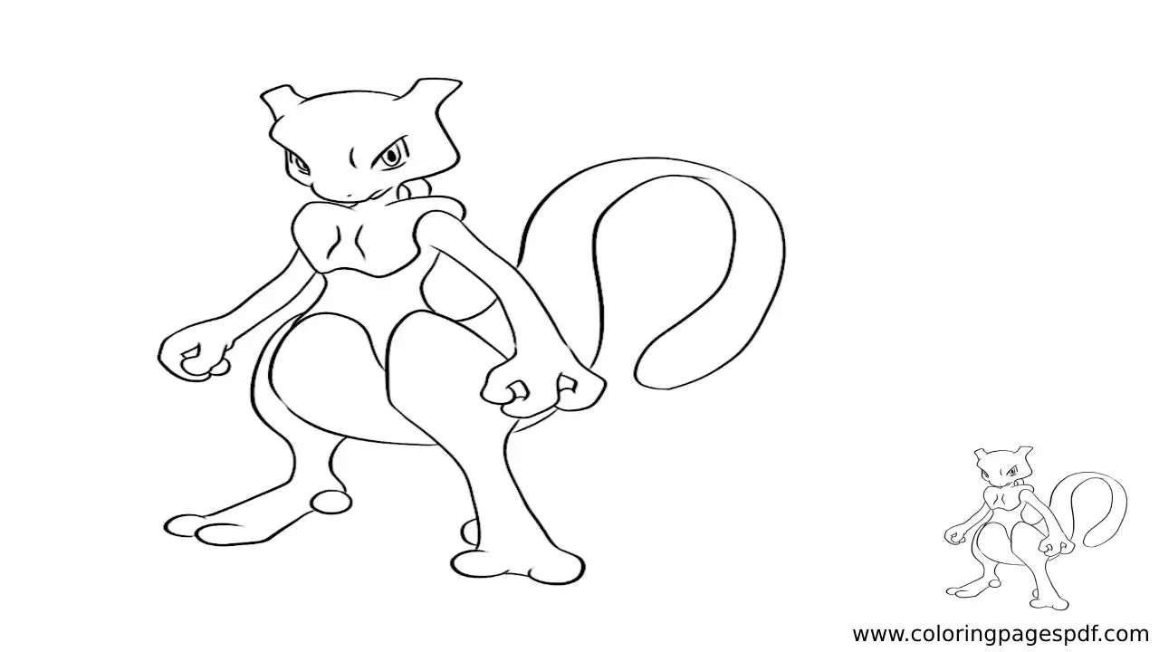 Coloring Page Of An Angry Mewtwo