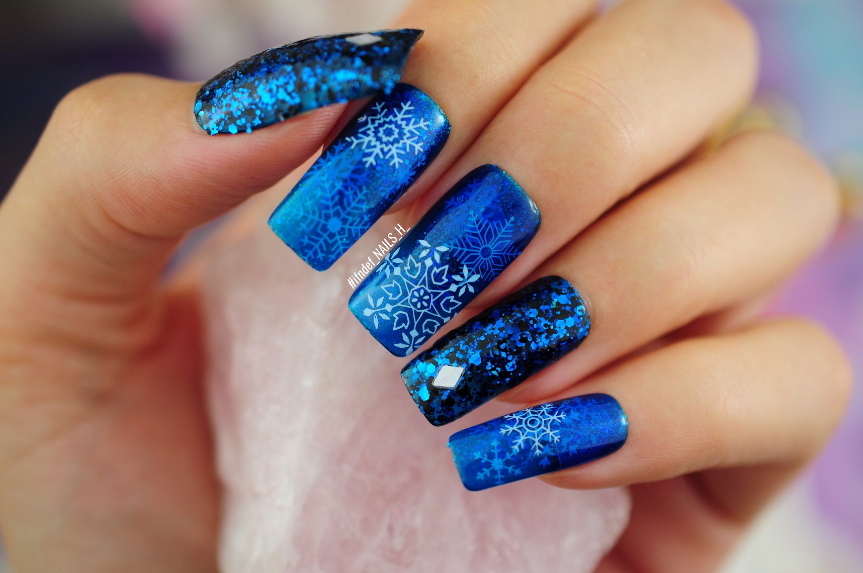 Snowflake Queen Blue Snowflake Jelly Winter Look with Glitter