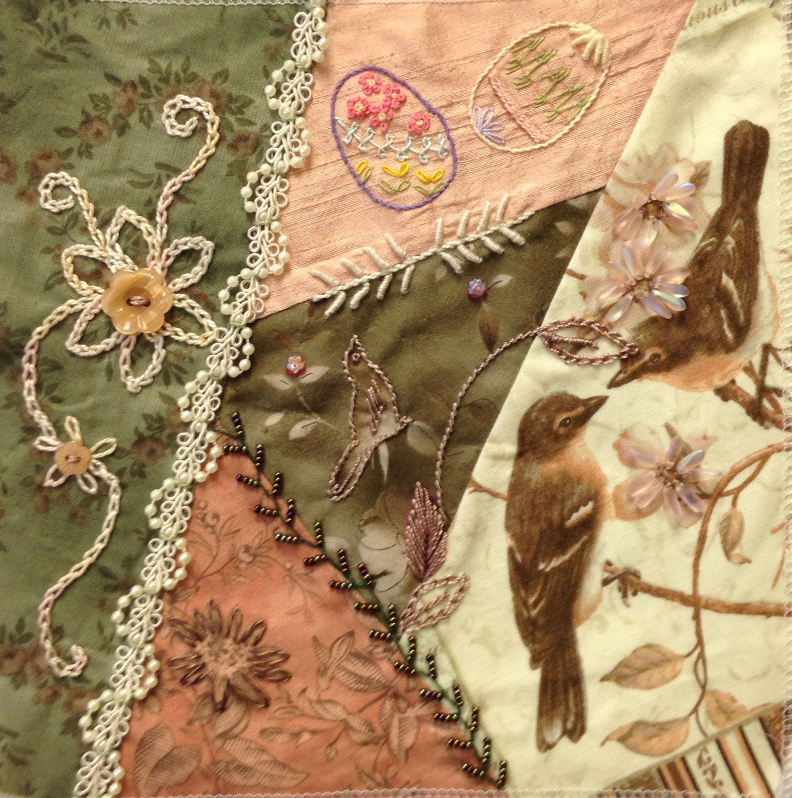 Shop Ravelings Going Crazy with crazy quilt stitches!