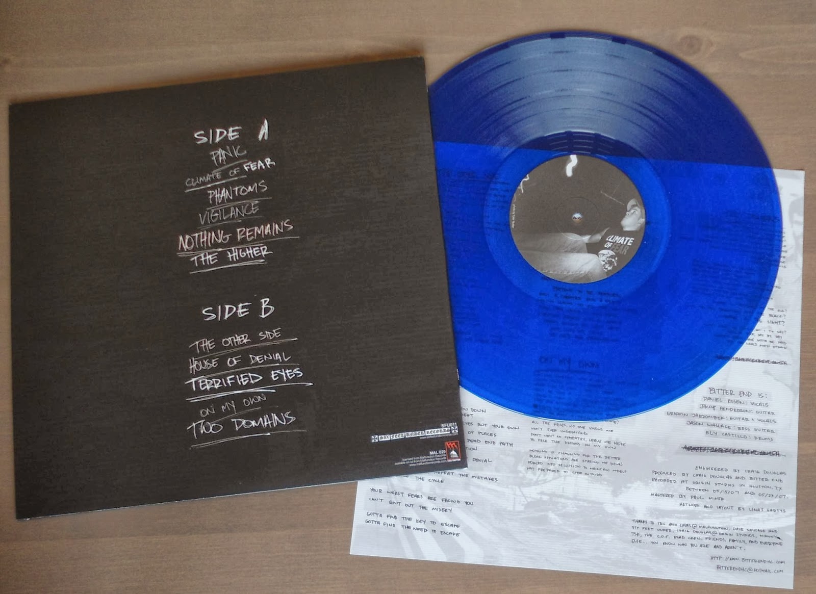 hardcore/metal vinyl dead format 3/3 bitter end climate of fear