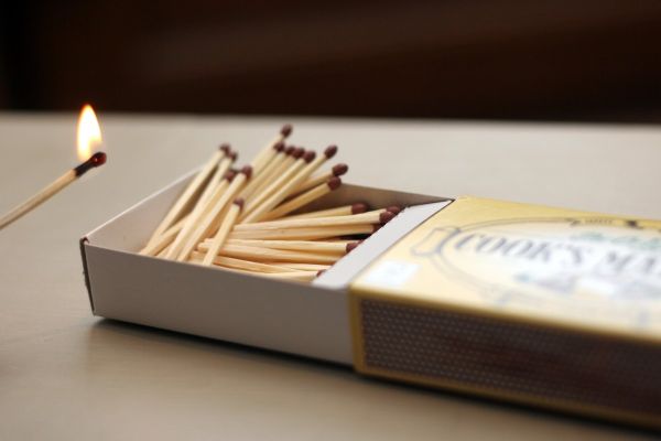 What is the substance that burns in a matchstick?