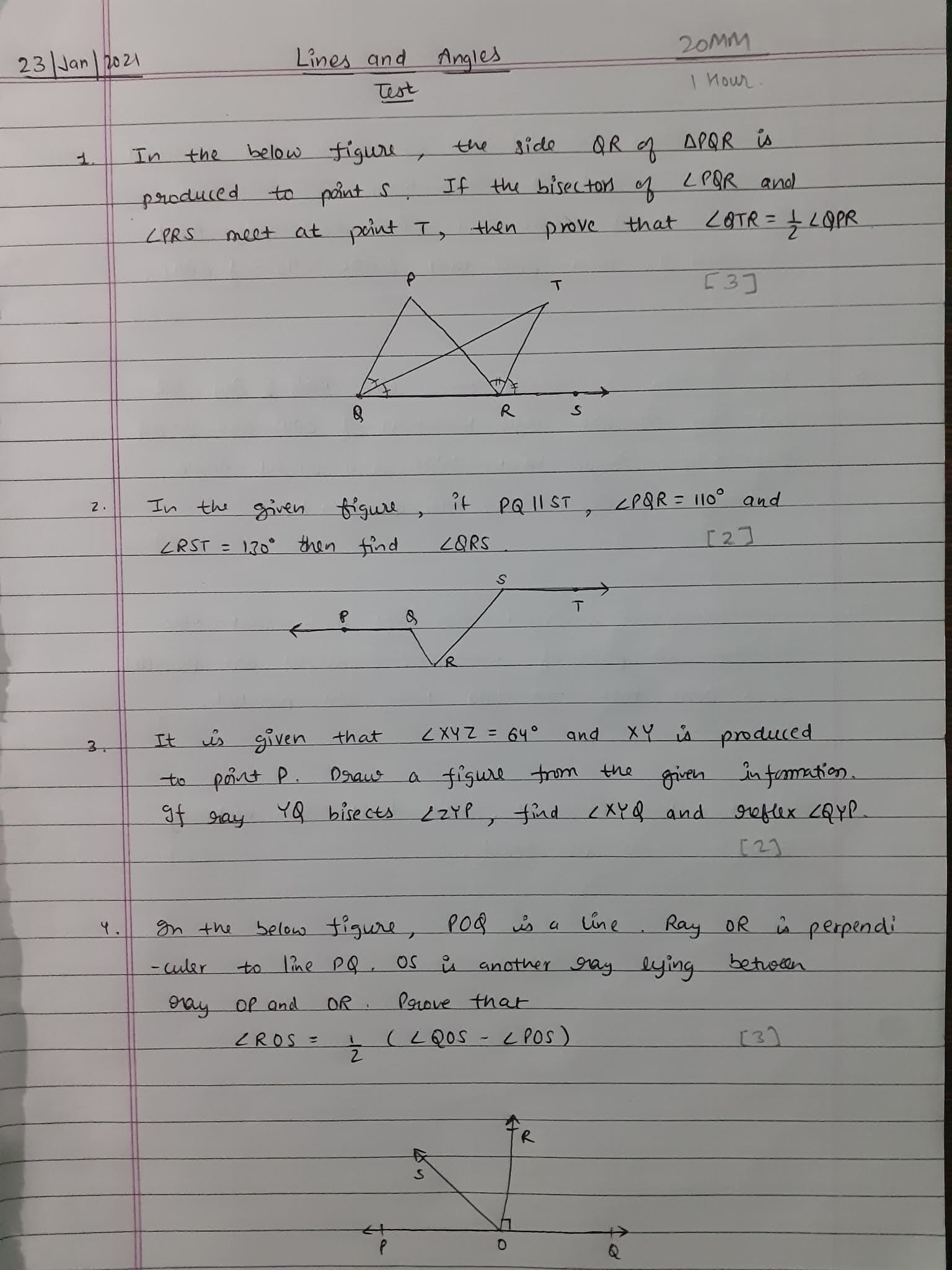 Clicked Assignment Chapter 6 LINES AND ANGLES TEST