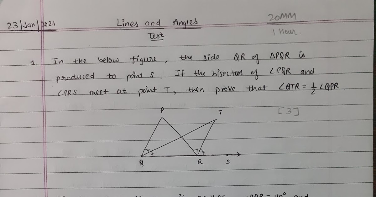 Clicked Assignment Chapter 6 LINES AND ANGLES TEST
