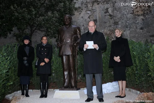 Prince Albert, Princess Charlene, Princess Caroline and Princess Stephanie unveiled a new sculpture of Prince Rainier