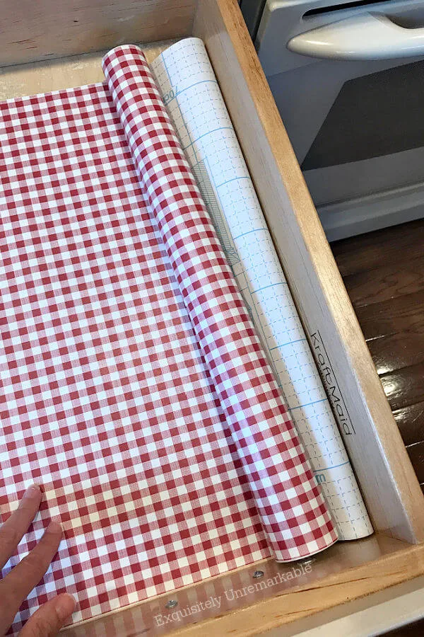 Putting Down Contact Paper in a drawer