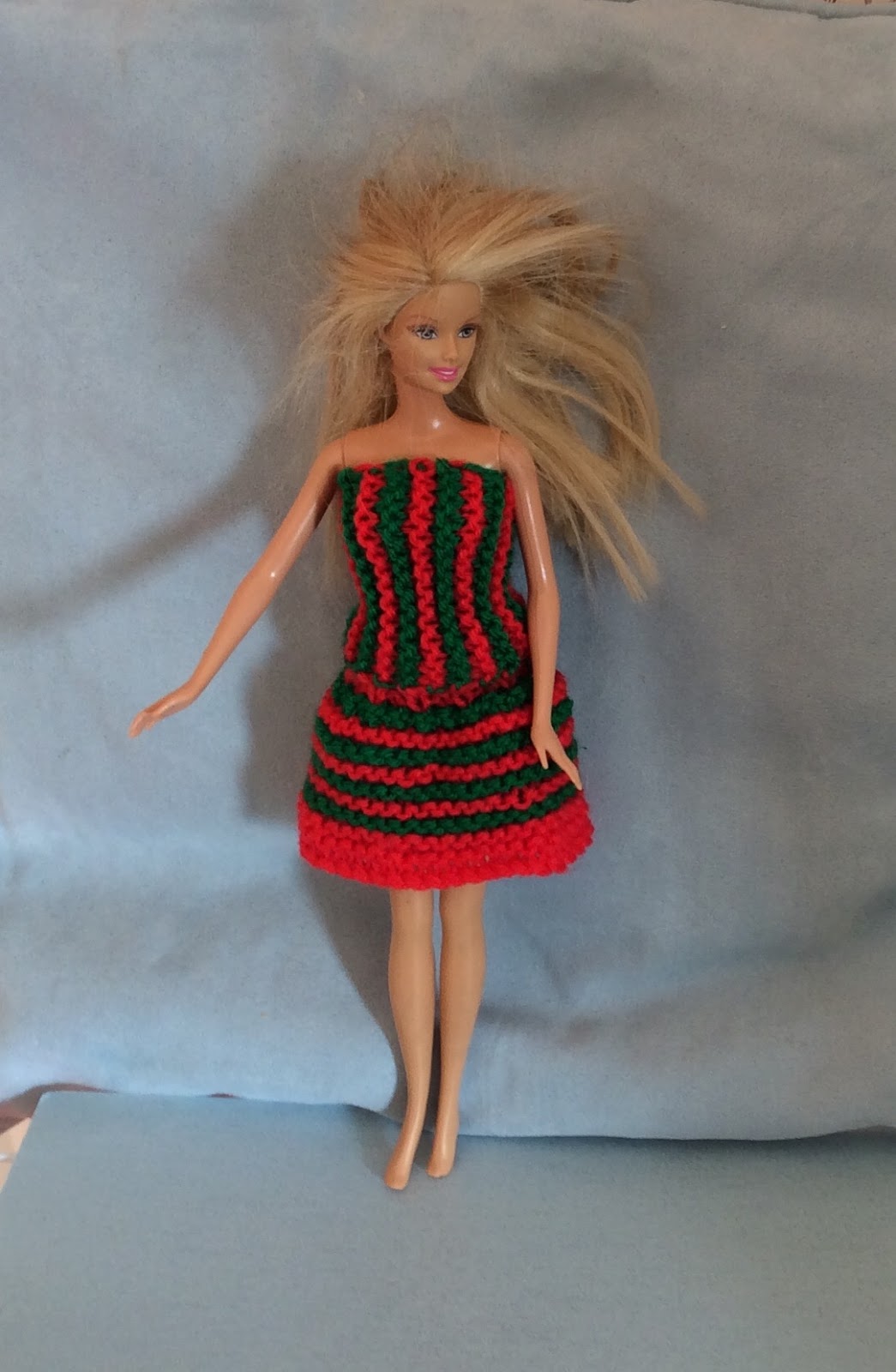 Taffy Lass Knits Barbie Striped Skirt And Top