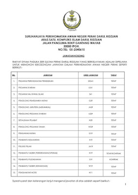 SUK Pejabat Setiausaha Kerajaan Negeri Perak Kerja Kosong