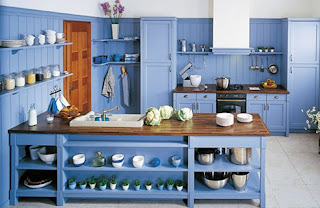 simple blue kitchen cabinets