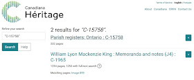 Screen capture of search results for "C-15758" on Héritage.