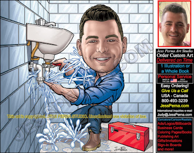 Plumber Caricature Funny Cartoon Ad from Photo
