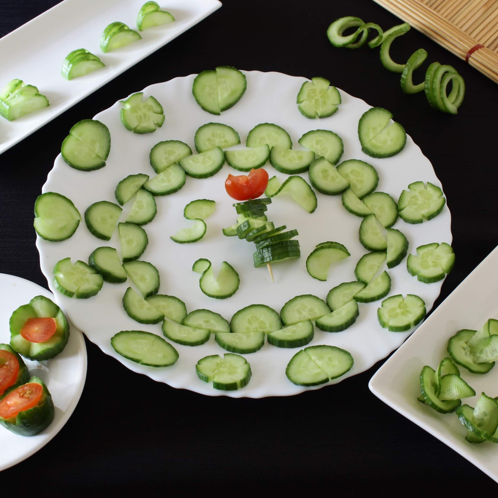 Cucumber Garnish 8 Ways Cucumber Decoration • My Culinary Expressions