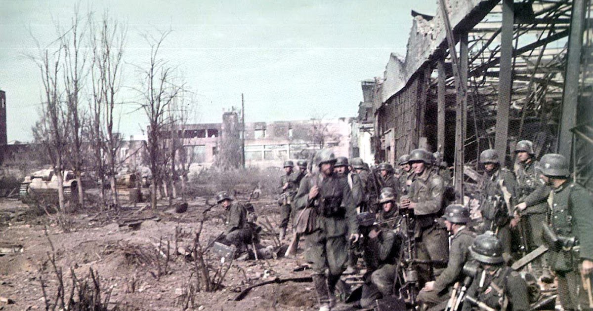 World War II in Color: German Assault Team in Stalingrad Tractor Factory