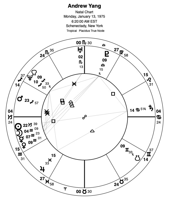AstroStarNews: Andrew Yang's astrological chart reveals a true ‘stable