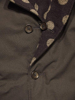 FWK by Engineered Garments "Reversible Coat / Polka Dot Jacquard in Dk.Navy Ripstop"
