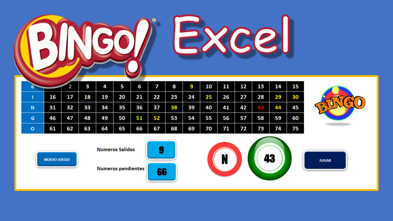 Juego Bingo 2020 Excel Macros
