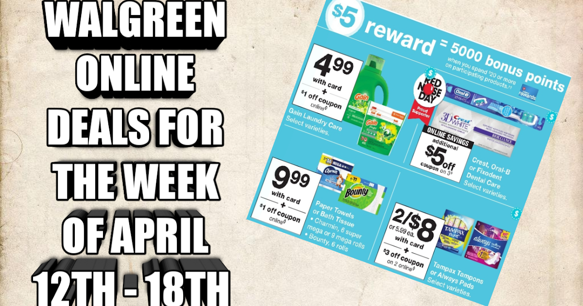 WALGREEN ONLINE DEALS FOR APRIL 12TH18TH