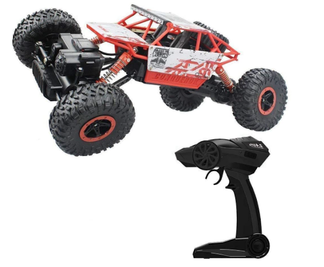 Negi 1:18 Rechargeable Rock Crawling 4WD 2.4 Ghz 4x4 Rally Car Remote Control Monster Truck Kids Play Toys (Red)