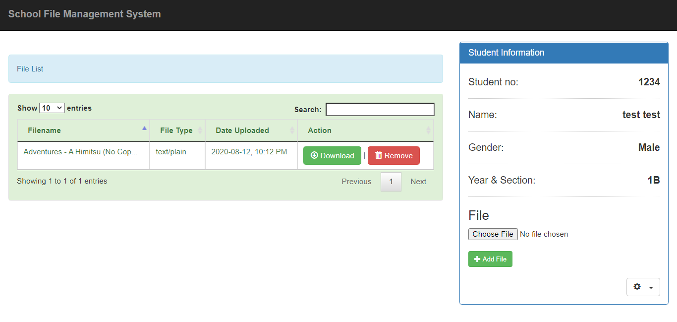 School File Management System Using PHP/MySQLi | Campcodes