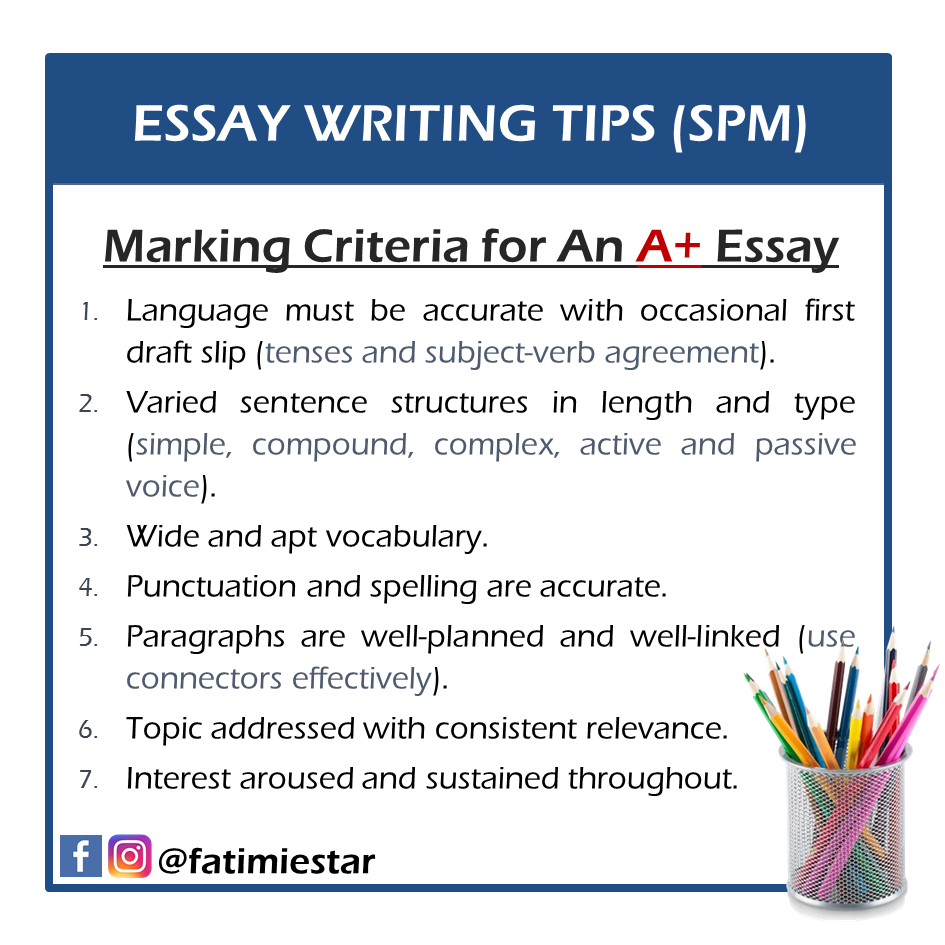 Marking Criteria for An A+ Essay