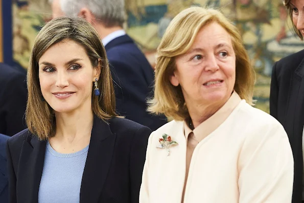Queen Letizia attends an Audience representatives of the project 'Communication and advertising values education' organized by the Foundation for Help Against Drug Addiction