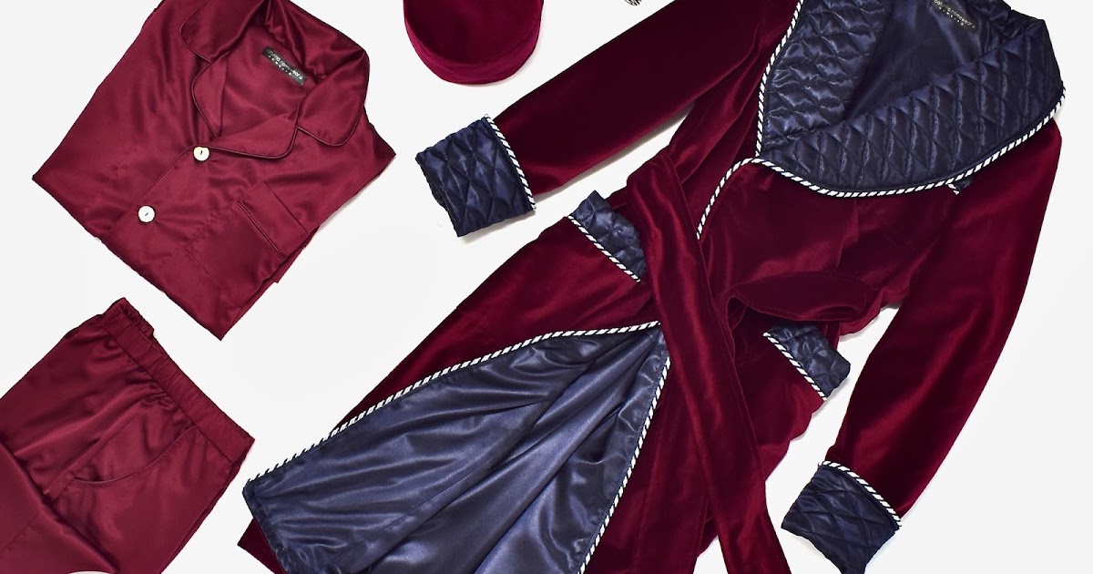 Men's Long Red Velvet Dressing Gown with Quilted Silk Shawl Collar