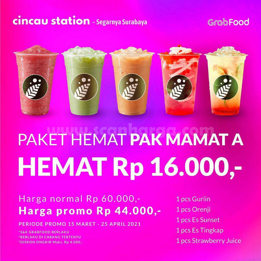 Promo Cincau Station Paket Hemat Pak Mamat! Diskon Rp 16.000 via GrabFood