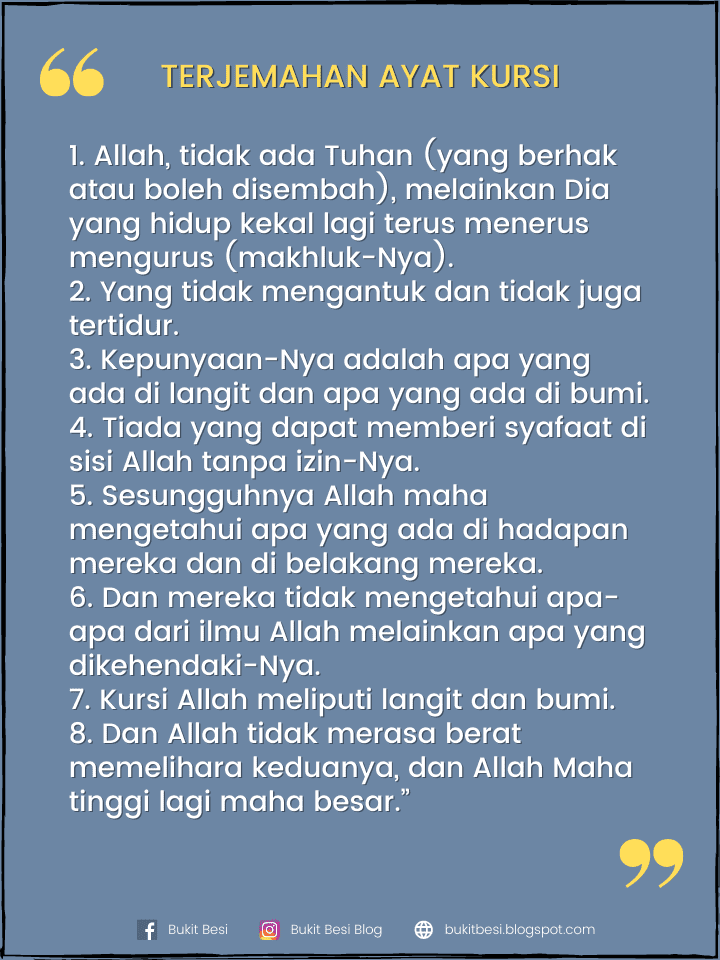 Ayat Kursi Rumi dan Jawi Terjemahan Maksud PDF & Audio MP3 | Bukit Besi