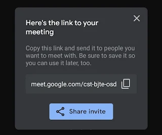 share the google meet code